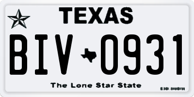 TX license plate BIV0931