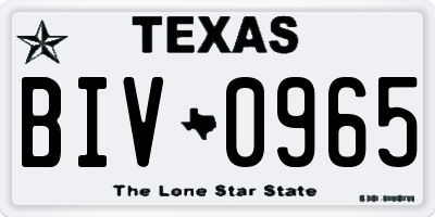 TX license plate BIV0965