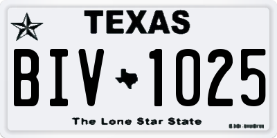 TX license plate BIV1025
