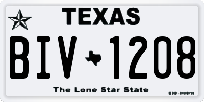 TX license plate BIV1208