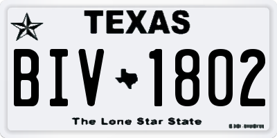 TX license plate BIV1802