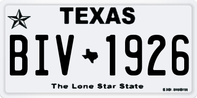 TX license plate BIV1926