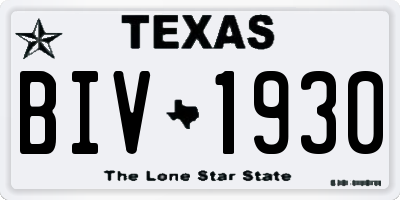 TX license plate BIV1930