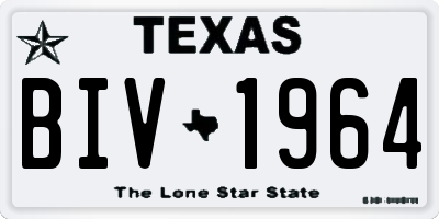 TX license plate BIV1964
