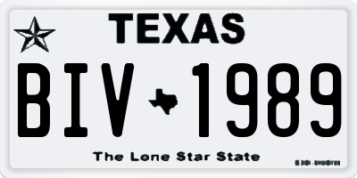 TX license plate BIV1989