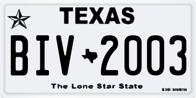 TX license plate BIV2003