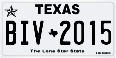 TX license plate BIV2015
