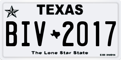 TX license plate BIV2017