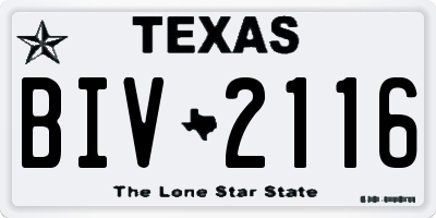 TX license plate BIV2116
