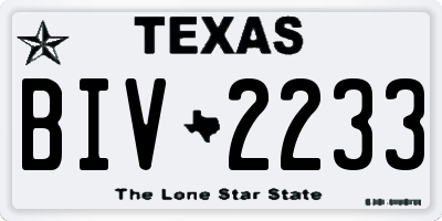 TX license plate BIV2233
