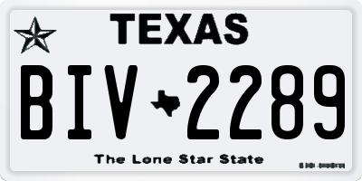 TX license plate BIV2289