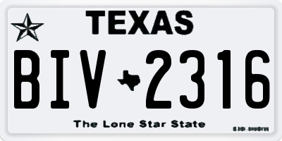TX license plate BIV2316