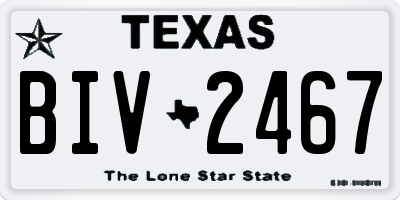TX license plate BIV2467