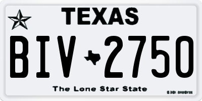 TX license plate BIV2750
