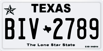 TX license plate BIV2789