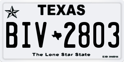 TX license plate BIV2803