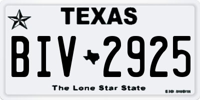 TX license plate BIV2925