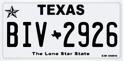 TX license plate BIV2926