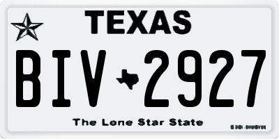 TX license plate BIV2927