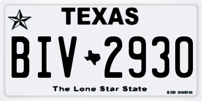 TX license plate BIV2930