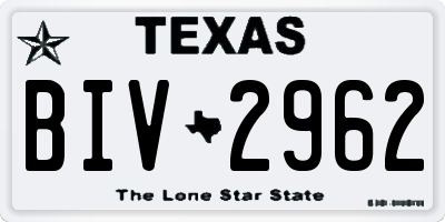 TX license plate BIV2962