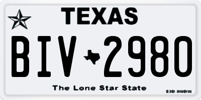 TX license plate BIV2980