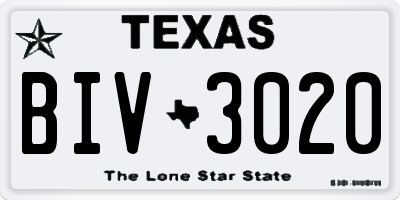 TX license plate BIV3020