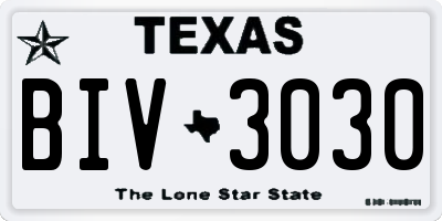 TX license plate BIV3030