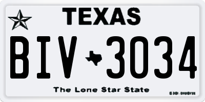 TX license plate BIV3034