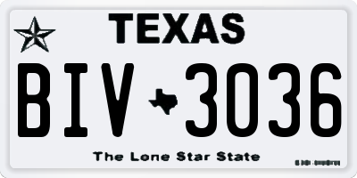 TX license plate BIV3036