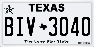 TX license plate BIV3040
