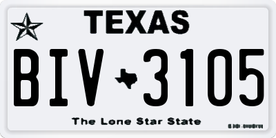 TX license plate BIV3105