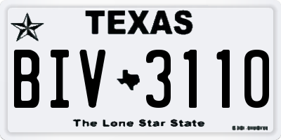 TX license plate BIV3110