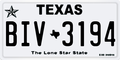 TX license plate BIV3194