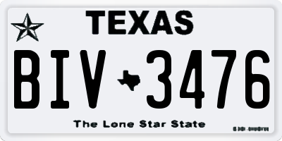 TX license plate BIV3476