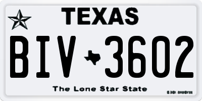 TX license plate BIV3602