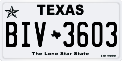 TX license plate BIV3603