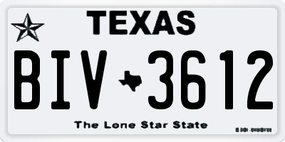 TX license plate BIV3612