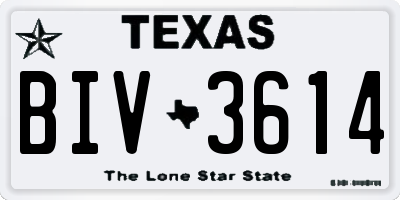 TX license plate BIV3614