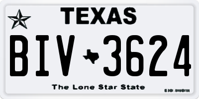 TX license plate BIV3624