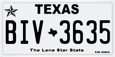 TX license plate BIV3635