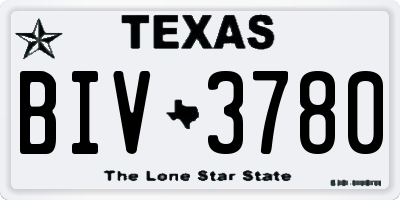 TX license plate BIV3780
