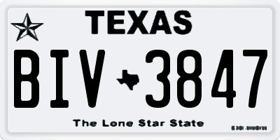 TX license plate BIV3847