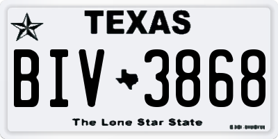 TX license plate BIV3868