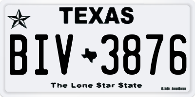 TX license plate BIV3876
