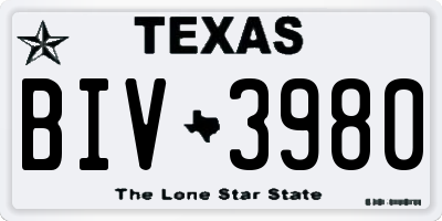 TX license plate BIV3980