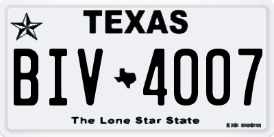 TX license plate BIV4007