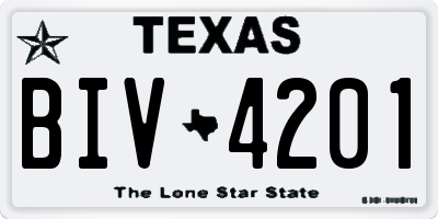 TX license plate BIV4201