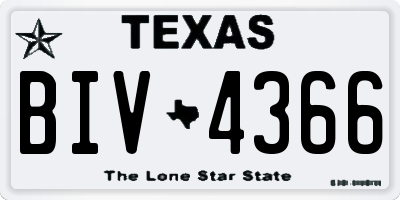 TX license plate BIV4366