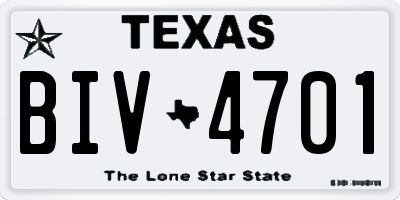 TX license plate BIV4701